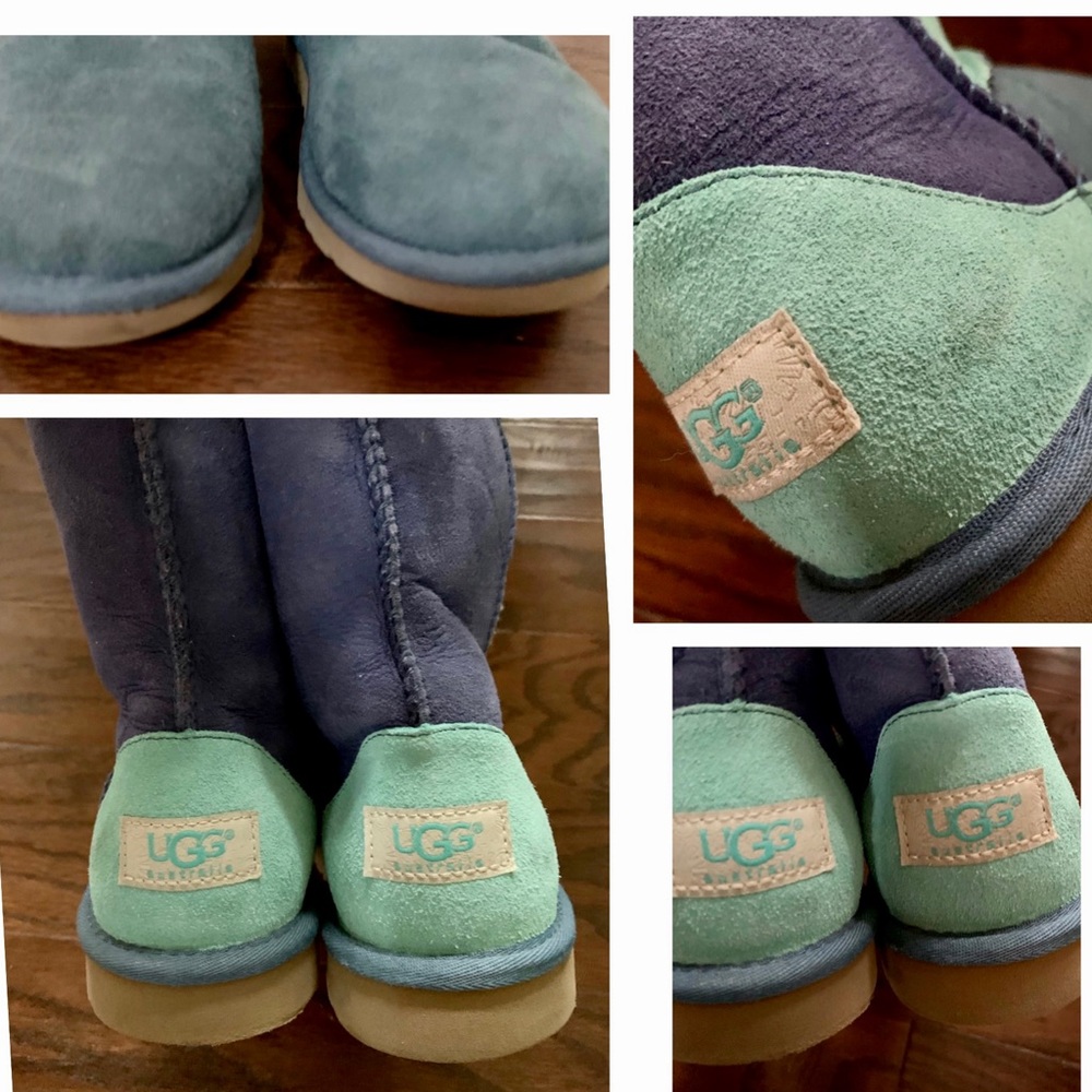 UGG Blue Classic Patchwork Boots 4 Big Kid - Picture 3 of 9